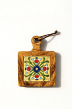 GrainGlow Acacia Tile Trivet - Vibrant Bloom Series with Colorful Ceramic Inlay