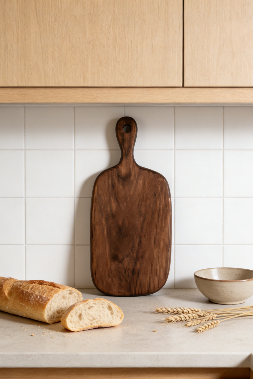 Start your morning ritual with a handcrafted walnut breakfast board for toast and coffee - GrainGlow