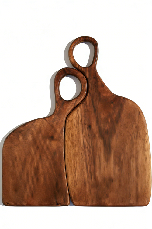 Twin Glow Couple Cutting Board Set - Handcrafted Solid Black Walnut Intertwined Design - GrainGlow